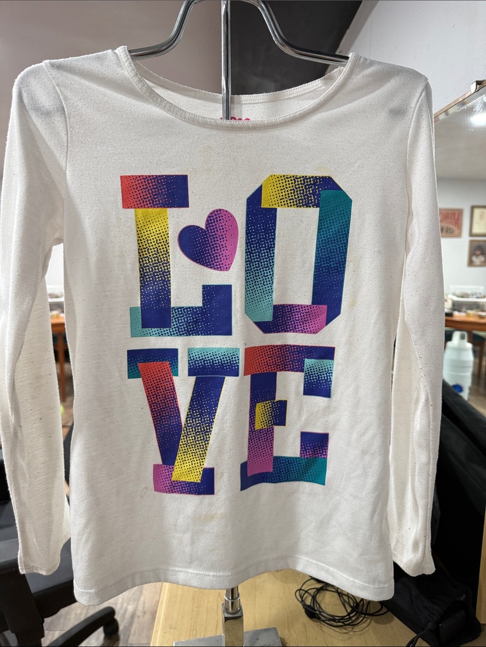 Circo White Long-Sleeve Tee with Multicolor LOVE Graphic